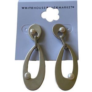 White House Black Market Silver Pearl Drop Earring